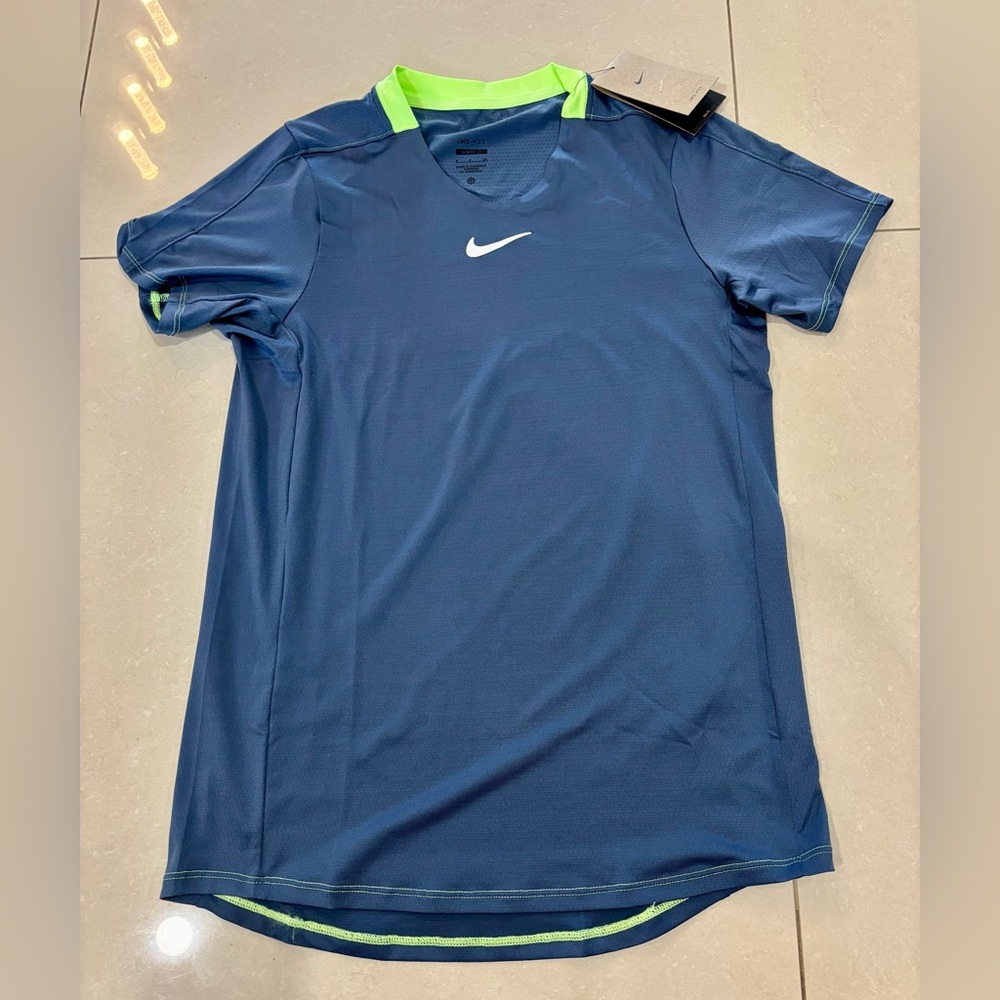 Nike Navy and Lime Sports Tee